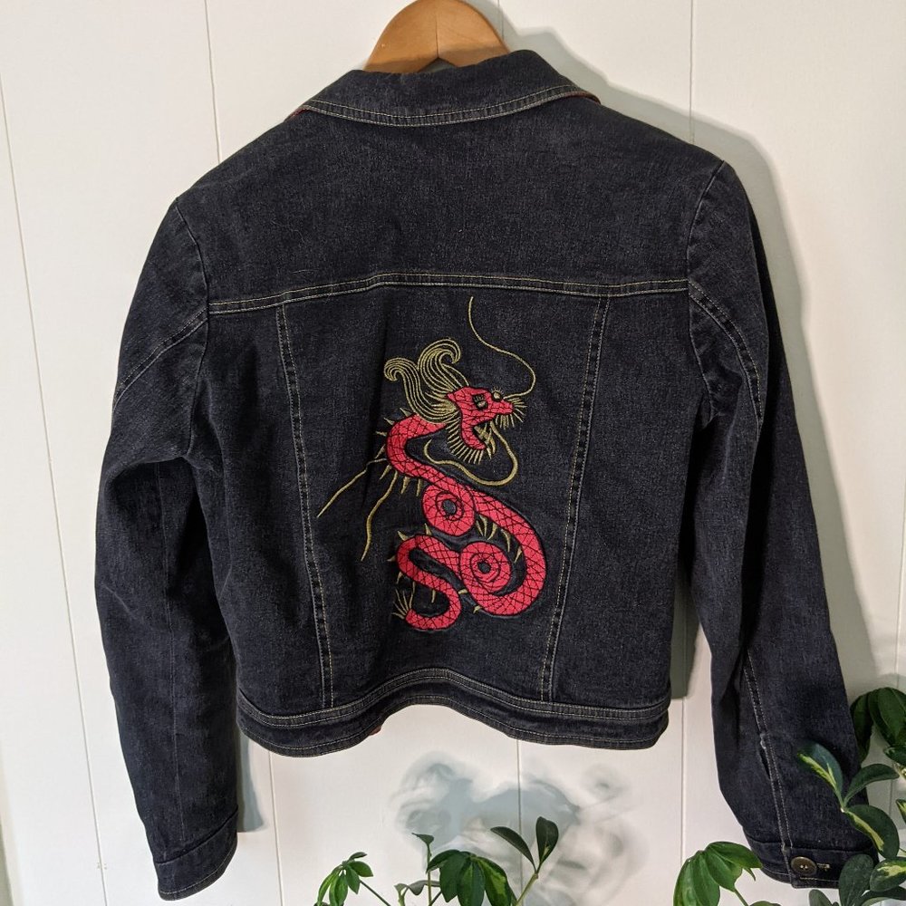 Red Dragon Black Denim Jacket
